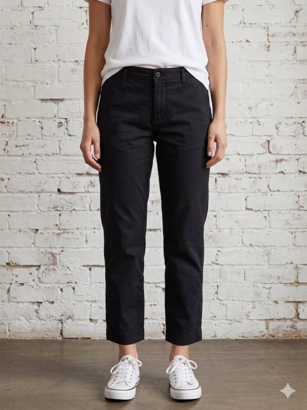 ZARA Ankle Chinos Small Black Elastic Waist